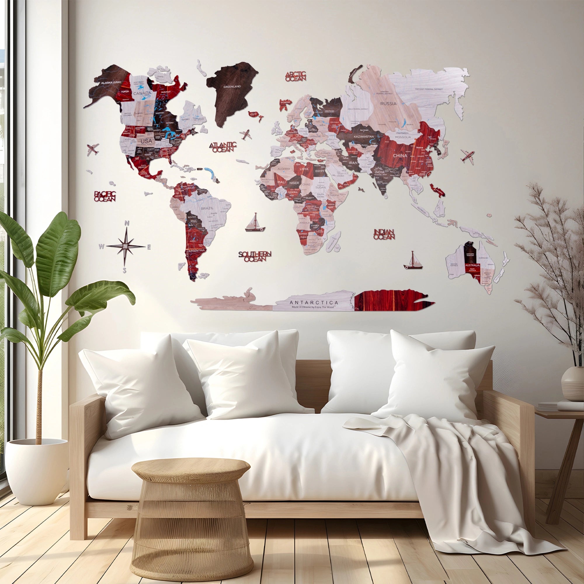 2D Wooden World Map | Wall Art for Home & Office | Urban – Enjoy The ...