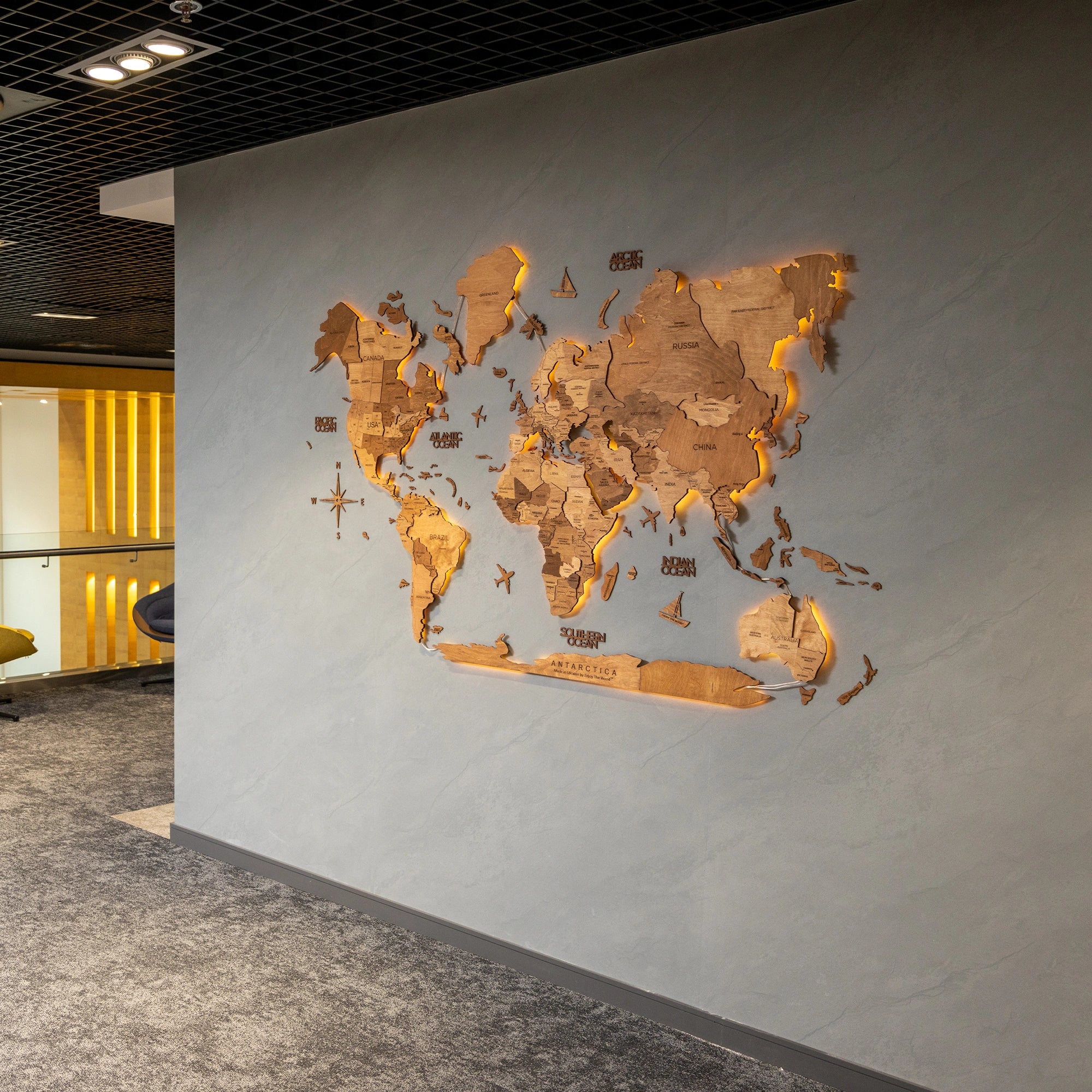 3D Wooden World Map LED - Oak – Enjoy The Wood GCC