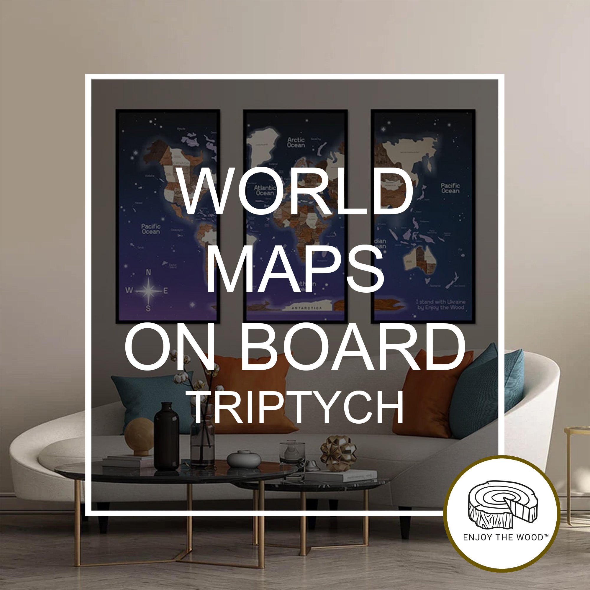 World Maps on Triptych Panels - Unique Decor & Gifts | UAE Delivery ...