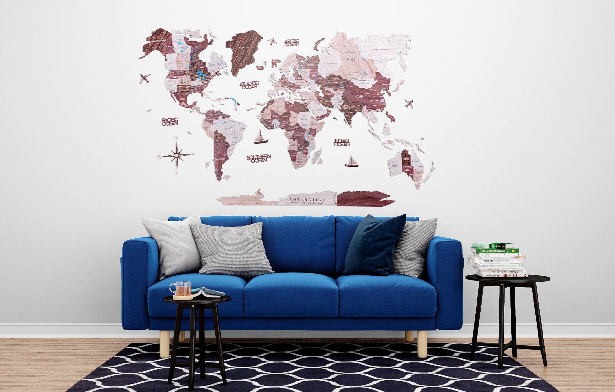 2D Wooden World Map | Wall Art for Home & Office | Cappuccino – Enjoy ...
