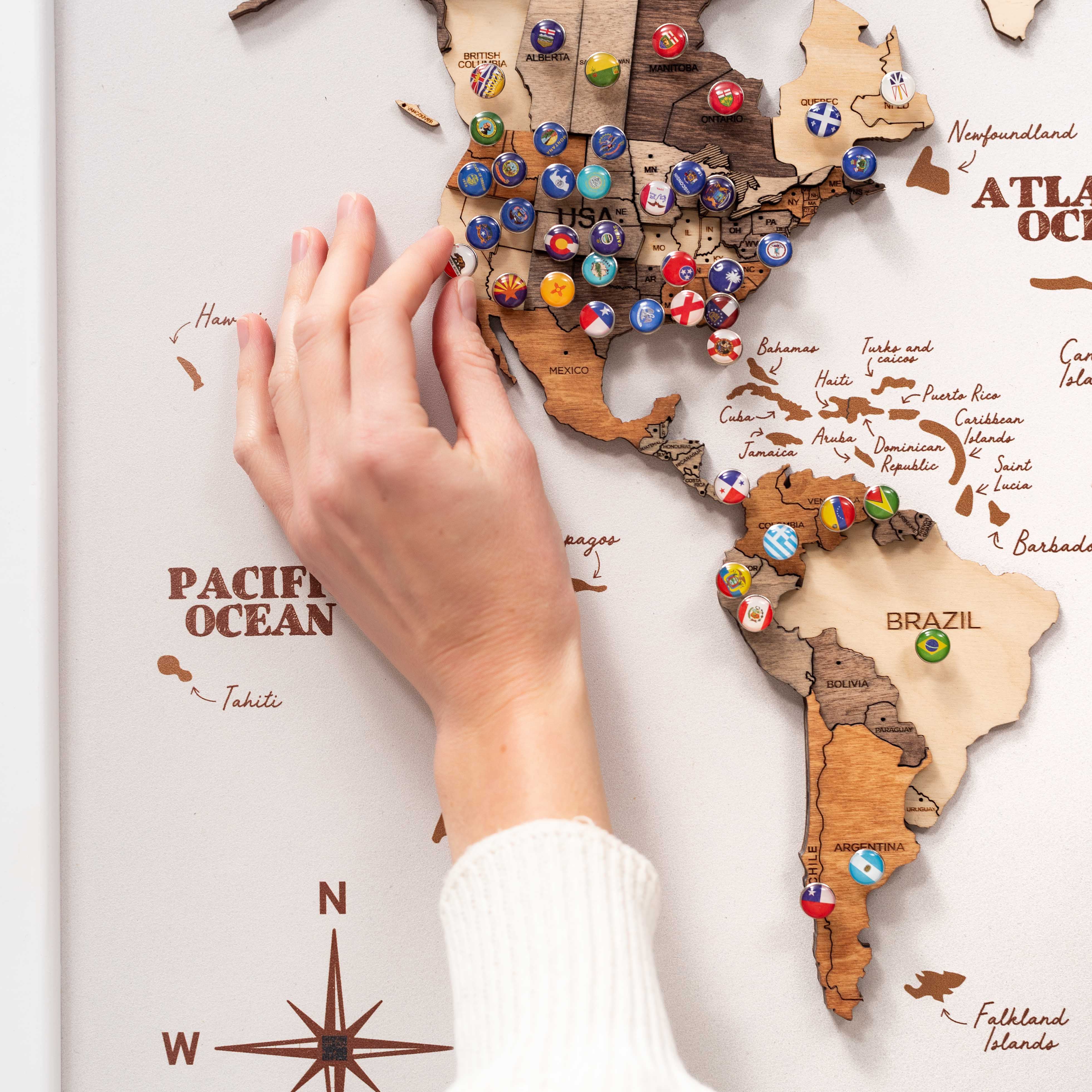3D Wooden Panel World Map – Multicolor on White panel – Enjoy The Wood GCC