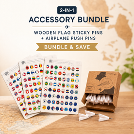 Wooden Flag Sticky Pins & Airplane Push Pins Bundle