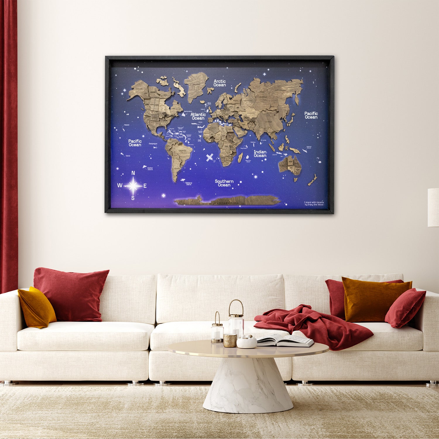 3D Wooden World Map on Panel | Modern Wall Art – Enjoy The Wood GCC