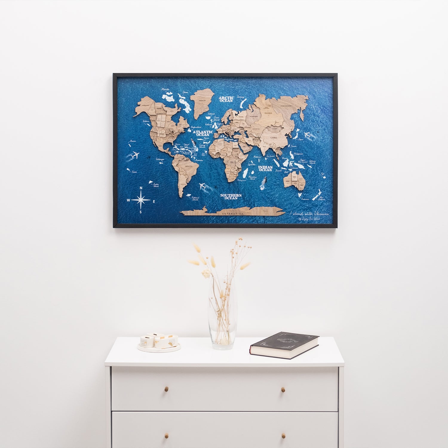 3D Wooden World Map on Panel – Terra Ocean | Home Decor UAE – Enjoy The ...